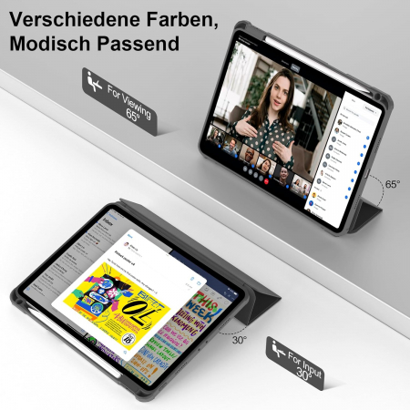 Husa tableta iPad Air 11 a 4-a/a 3-a/a 2-a generație (2022/2021/2020 cu Auto Sleep Wake Negru [3]