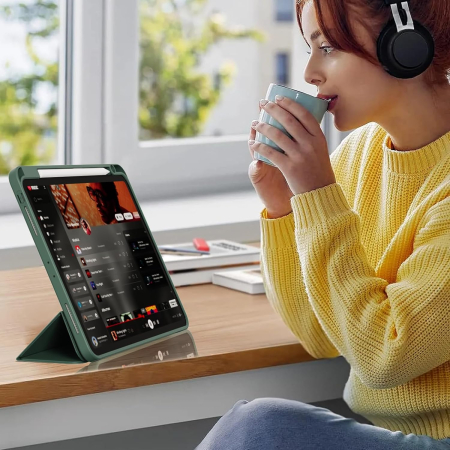 Husa tableta iPad Air 11 a 4-a/a 3-a/a 2-a generație (2022/2021/2020 cu Auto Sleep Wake Verde inchis [5]