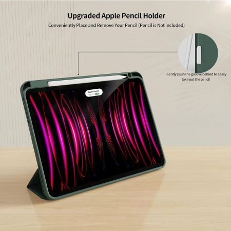 Husa tableta iPad Air 11 a 4-a/a 3-a/a 2-a generație (2022/2021/2020 cu Auto Sleep Wake Verde inchis [6]