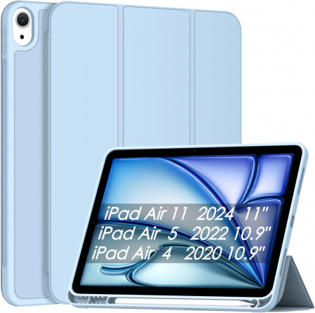 huse tablete - Husa tableta iPad Air 11 inch 2024 M2/ iPad Air 5/4 (2022/2020 10.9 inch) cu Auto Sleep Wake bleu