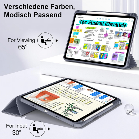 Husa tableta iPad Air 11 inch M2, Air 6 11 inch 2024/a 5-a generație (10,9 inch, 2022/2020) cu Auto Sleep Wake Gri [4]