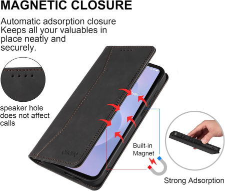 Husa piele PU compatibila cu Samsung Galaxy Edge 5G+Protector de Ecran, Clapă Magnetică, Anti-Vibrații [2]