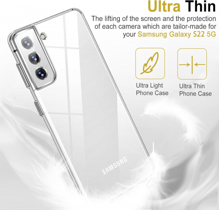 Husa telefon pentru Samsung Galaxy S22 5G, transparenta, silicon TPU moale, rezistent la șoc [2]