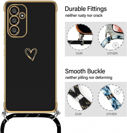 Husa din silicon moale compatibila cu Samsung Galaxy S24 Plus cu șnur, neagra [3]