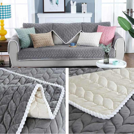 Husa universala alba anti-alunecare, protector de canapea cu textura groasa 90x120 cm [4]