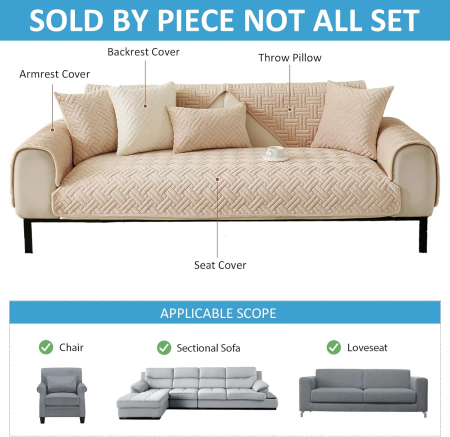 Husa universala crem anti-alunecare, protector de canapea cu textura groasa 70x90 cm [3]