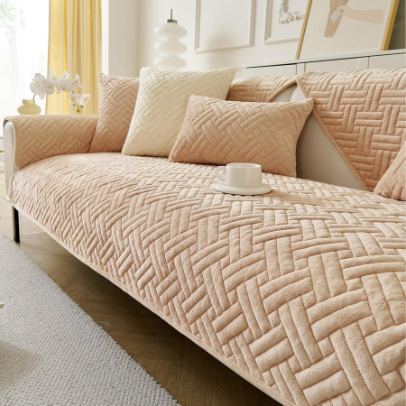 ACCESORII CASA - Husa universala crem anti-alunecare, protector de canapea cu textura groasa 70x90 cm