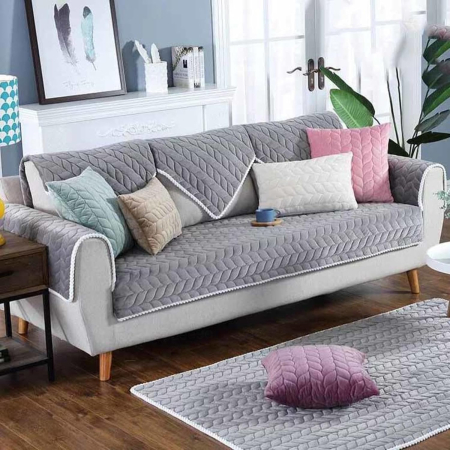 huse canapele - Husa universala alba anti-alunecare, protector de canapea cu textura groasa 90x120 cm