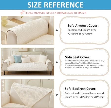 Husa universala alba anti-alunecare, protector de canapea cu textura groasa 90x90 cm [1]