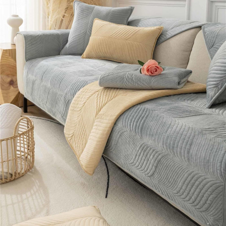 huse canapele - Husa universală anti-alunecare, protector de canapea solid cu textura groasă 90x90 cm, gri deschis