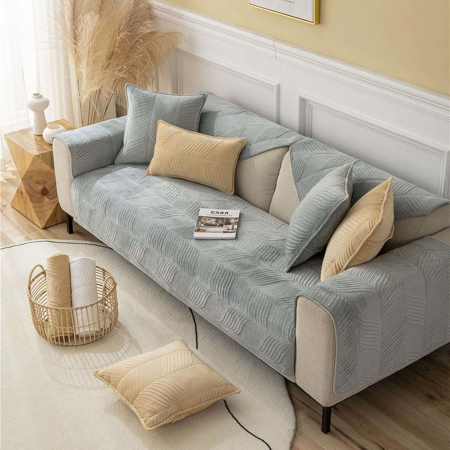 Husa universală anti-alunecare, protector de canapea solid cu textura groasă 90x90 cm, gri deschis [1]