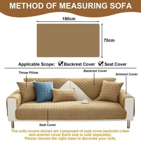 Husa universală anti-alunecare, protector de canapea solid cu textura groasă 70x180 cm [7]