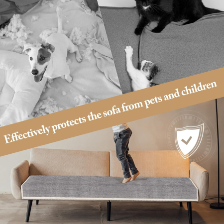 Husa universală anti-alunecare, protector de fotoliu, cu textura groasă 70x70 cm, gri deschis [6]