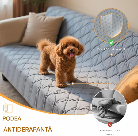 Husa universala gri impermeabila, lavabilă pentru canapea, pat & mașină, 137x208 cm [4]