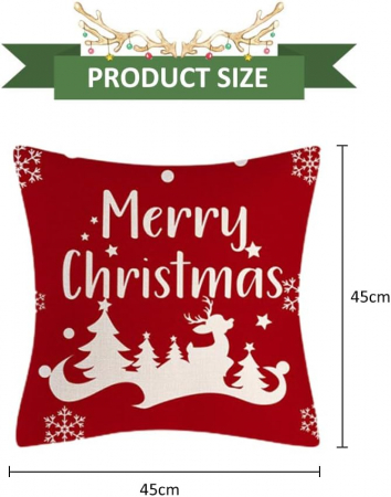 Husa de perina ornamentala 45x45 cm, rosie model Craciun ferict, set 2 bucati [1]