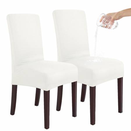 protectii scaune - Huse elastice, pentru scaune, culoare alb, set 2 bucati