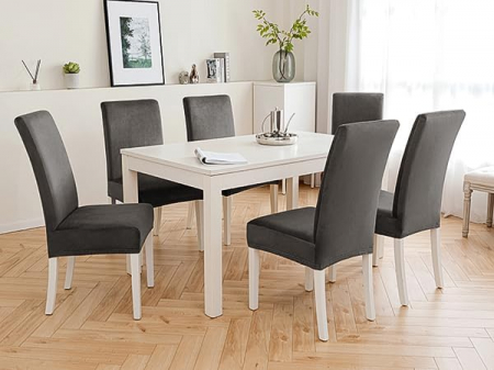 Huse elastice din catifea, impermeabile, pentru scaune, culoare gri inchis, set 6 bucati [6]