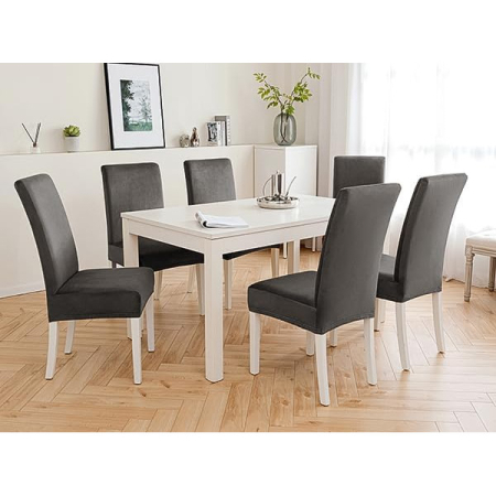 Huse elastice pentru scaun, din catifea, impermeabile Miulee, set 6 bucăți, gri închis, 38-50x38-50x2,5-10cm [6]