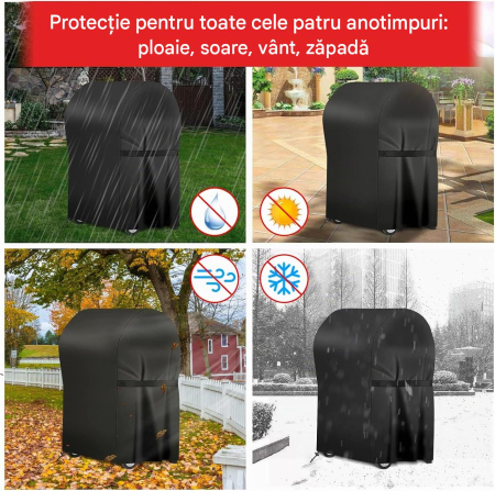 Husă Grătar Exterior 76x66x110 cm, Oxford 420D, Rezistentă la Apă, Reglabilă [6]