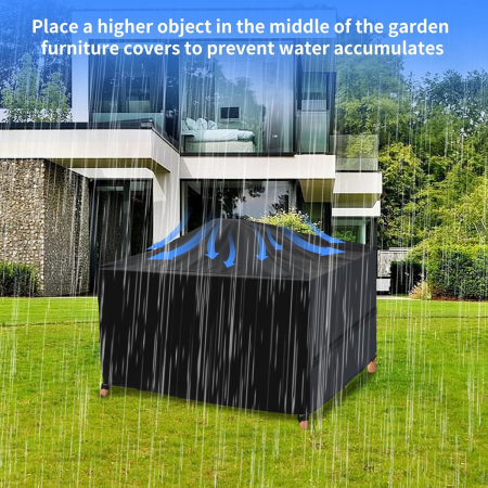 Huse pentru mobilier de grădină din material Oxford 420D, impermeabile, rezistente la UV, rezistentă la rupere 125 x 125 x 72 cm - negru [5]