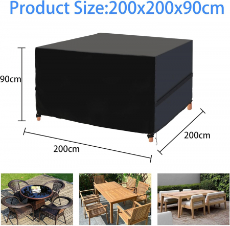 Huse pentru mobilier de grădină din material Oxford 420D, impermeabile, rezistente la UV, rezistentă la rupere 200x160x71cm - negru [1]