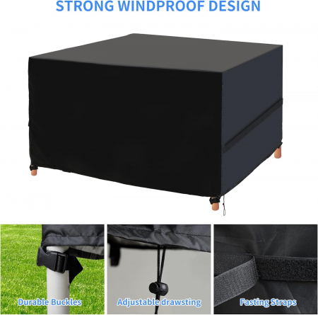 Huse pentru mobilier de grădină din material Oxford 420D, impermeabile, rezistente la UV, rezistentă la rupere 125 x 125 x 72 cm - negru [4]
