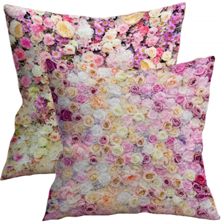 Fete perini - Huse pentru perini ornamentale 45x45 cm, set 2 piese, flori mici roz