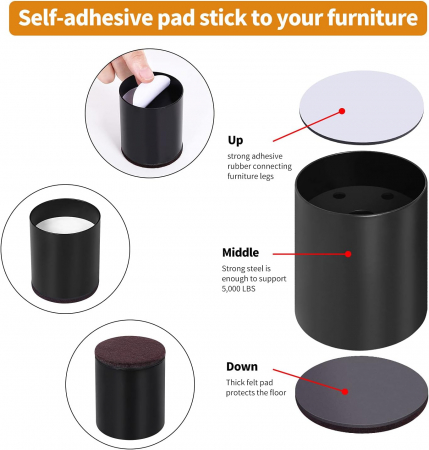 Inaltatoare de mobilier din otel carbon, inaltime 7 cm, latime 6 cm-set 4 bucati [2]