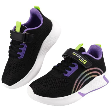 Papuci si slapi copii - Incaltaminte sport copii, adidasi respirabili, antiderapanti, alb/negru 27