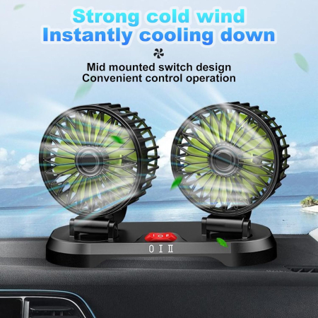 Ventilator dublu suplimentar de masina 12V cu alimentare la priza brichetei [2]