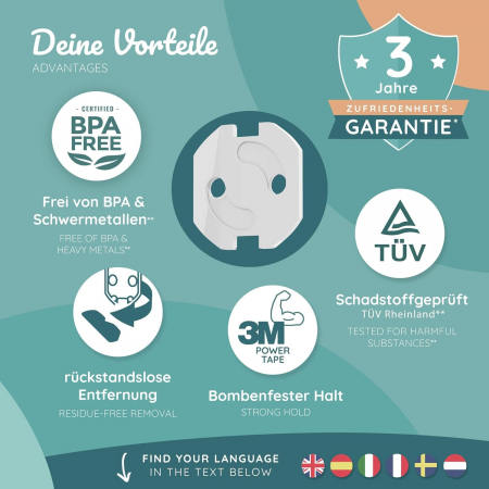 Încuietoare de siguranță pentru protecție priza pentru copii albă cu lipire set 50 bucati [1]