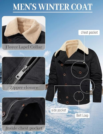 Jachetă neagra casual pentru bărbați, captusita, respirabila,  M [4]