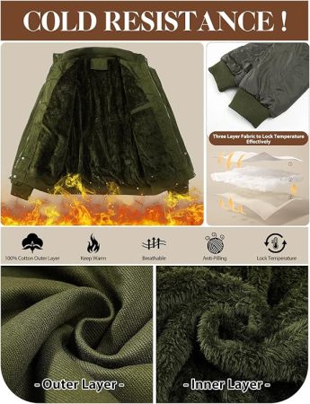 Jachetă verde de iarna pentru bărbați, captusita, respirabila,  2XL [3]
