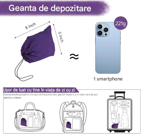 Geacă mov Damă PONCEAU, Jacheta Rezistentă la Apă și Vânt, cu Glugă, 100% Poliester, L [6]