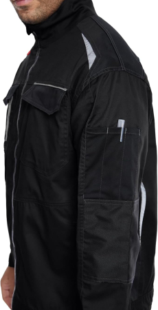 Jachetă neagra de lucru pentru bărbați, dungi reflectorizante fermoar și nasturi, 2XL [4]