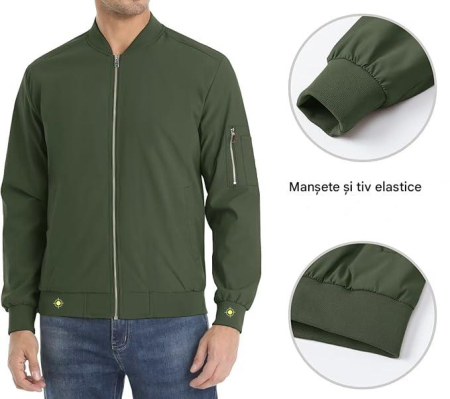 Jachetă verde casual de vara pentru bărbați, Slim Windproof  3XL [4]