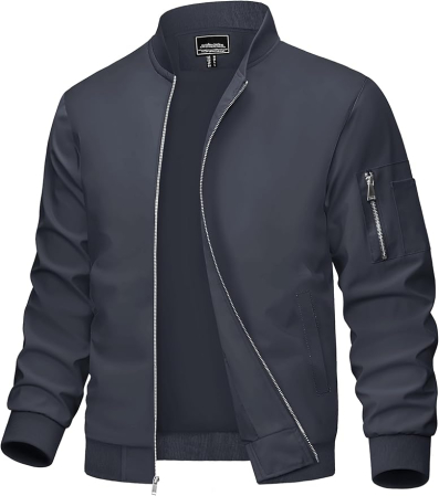 GECI BARBATI - Jacheta gri pentru bărbați, subțire, de primăvară, ușoară, esențială, casual, 2XL