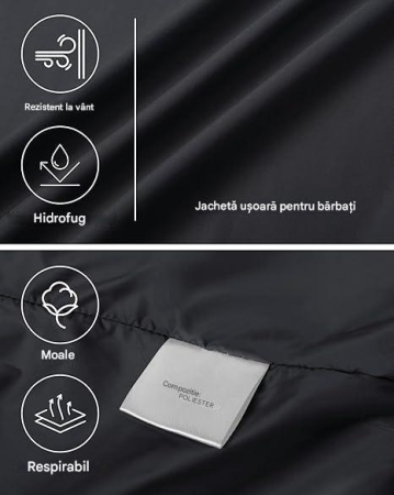 Jachetă neagra casual de vara pentru bărbați, Slim Windproof  S [3]