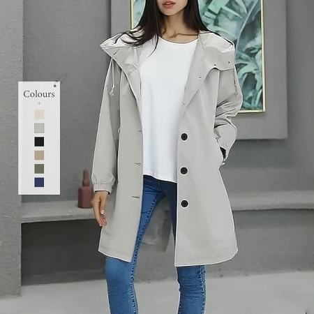 Jacheta usoara de vant pentru femei, respirabila, impermeabila, extralunga, Bej 2XL [1]