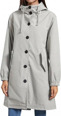 Geci si Veste dama - Jacheta usoara de vant pentru femei, respirabila, impermeabila, extralunga, gri L