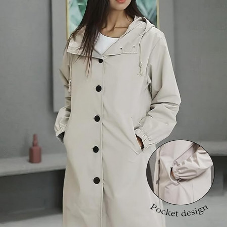 Jacheta usoara de vant pentru femei, respirabila, impermeabila, extralunga, gri L [2]