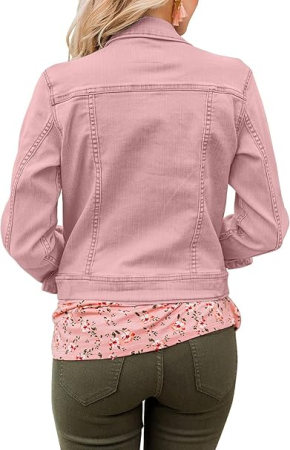 Jacheta usoara din denim, de primavara pentru femei, respirabila, Roz 2XL [2]