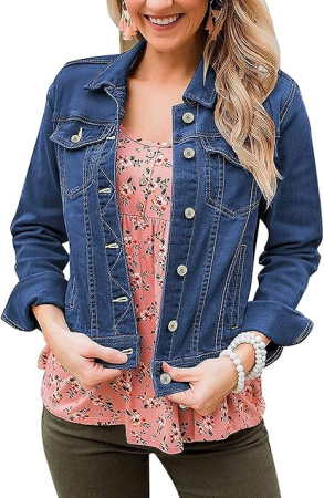 Jacheta usoara din denim, de primavara pentru femei, respirabila, Albastru L [2]