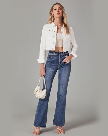 Jacheta Alba, usoara, din denim, de primavara pentru femei, respirabila, M [5]