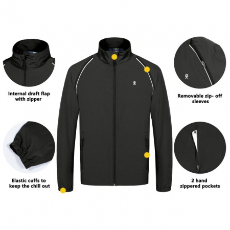Jacheta usoara, respirabila, impermeabila, cu maneci detasabile, neagra 2XL [3]