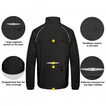 Jacheta usoara, respirabila, impermeabila, cu maneci detasabile, neagra 2XL [4]