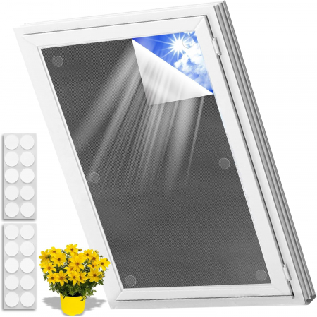 FOLII FERESTRE - Jaluzea opaca pentru ferestre din panza Oxford, termoprotecție solară , fara gaurire, 20 Nano Adezivă, 145 x 100 cm