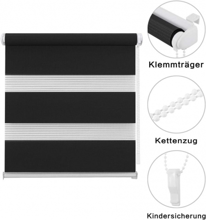 Jaluzea rulou de interior, fara gaurire,  65cm x 150cm (lățimea țesăturii 61 cm), negru [4]