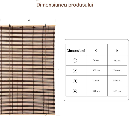 Jaluzea rulanta pentru interior din bambus 80 x 160 cm [4]