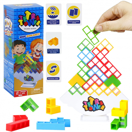 SETURI DE CONSTRUCTIE - Joc de constructie turn de jucărie Tetris Balance 32 piese